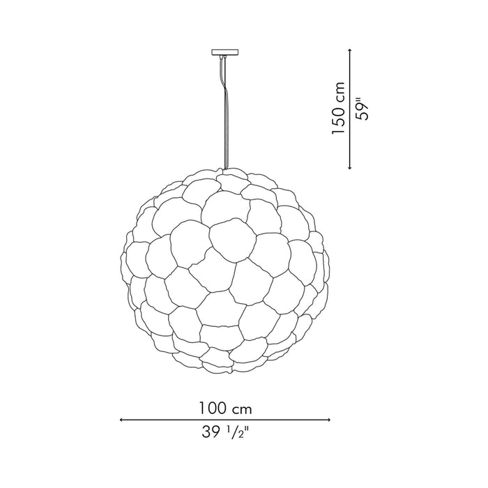 Poppy Pendant Light - line drawing.