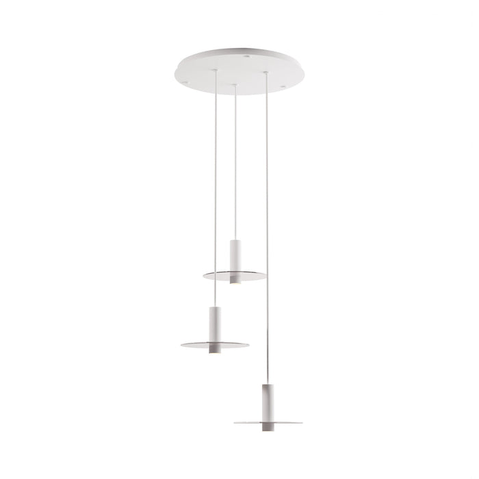 Combi Circular 3 LED Glass Pendant Light in Matte White/Clear (6-Inch).