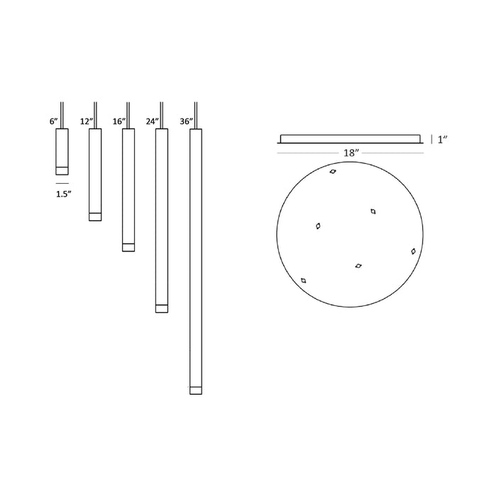 Combi LED Circular Pendant Light - line drawing.