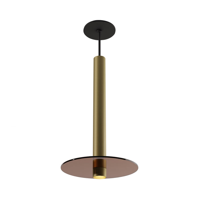 Combi LED Glass Pendant Light in Brass/Tea Brown (16-Inch).