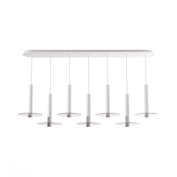 Combi Linear 7 LED Glass Pendant Light in Matte White/Clear (12-Inch).