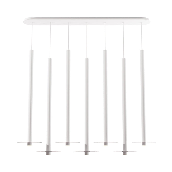 Combi Linear 7 LED Glass Pendant Light in Matte White/Clear (36-Inch).