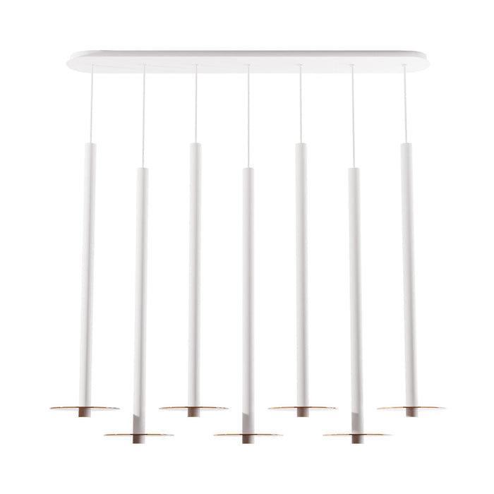 Combi Linear 7 LED Glass Pendant Light in Matte White/Tea Brown (36-Inch).