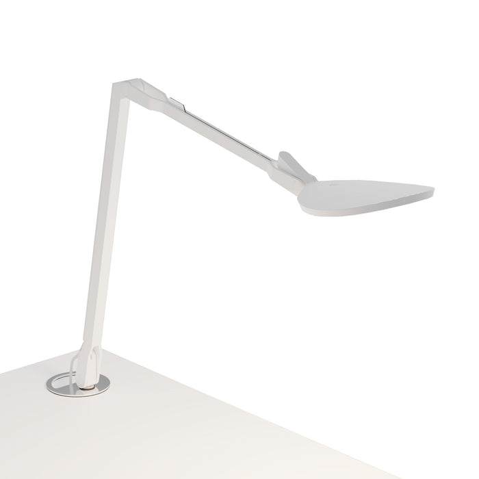 Splitty Reach LED Desk Lamp in Matte White/Grommet Mount.