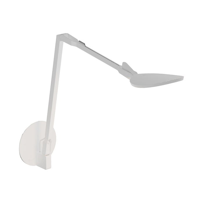 Splitty Reach LED Desk Lamp in Matte White/Hardwired Wall Mount.