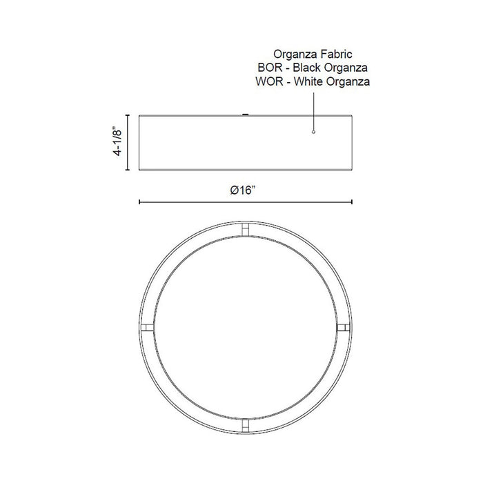 Dalton LED Flush Mount Ceiling Light - line drawing.