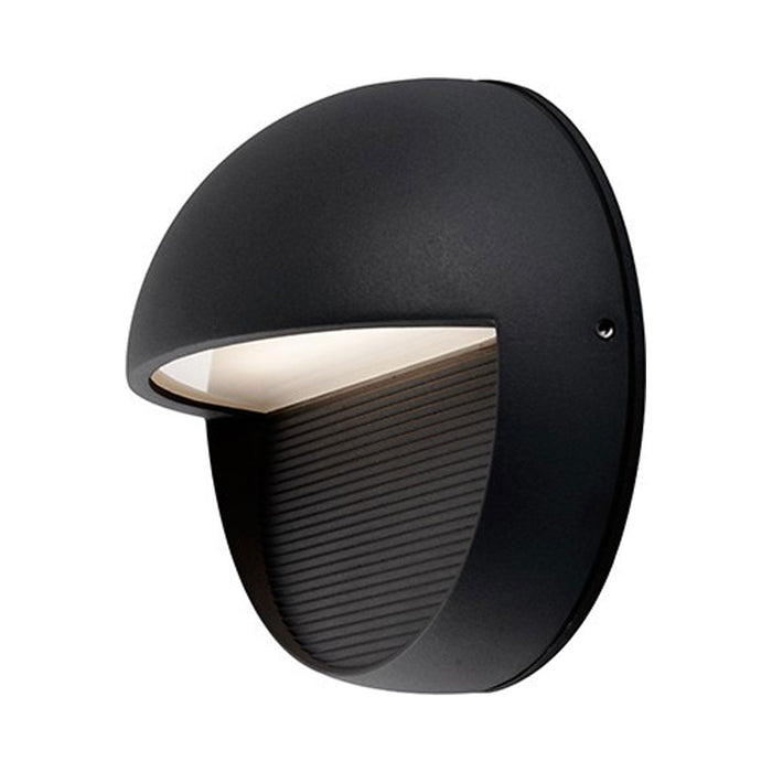 Byron Round Outdoor LED Wall Light in Black.