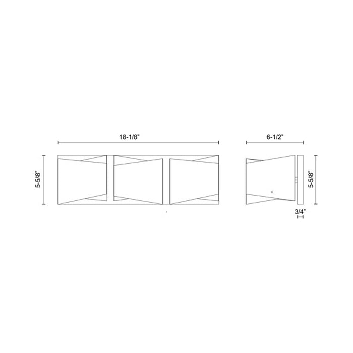 Cubix LED Vanity Wall Light - line drawing.