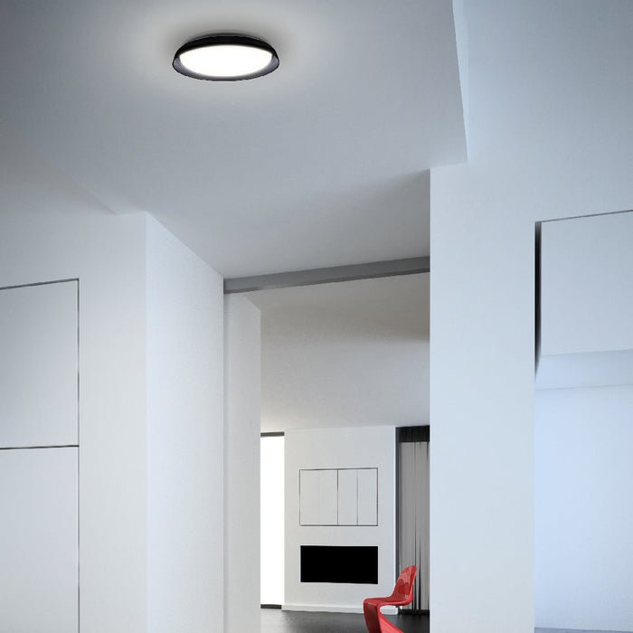 Hampton LED Flush Mount Ceiling Light in living room.