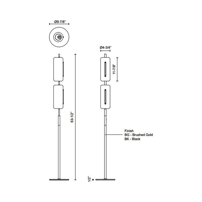 Hilo LED Floor Lamp - line drawing.