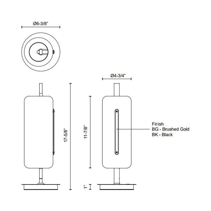 Hilo LED Table Lamp in - line drawing.