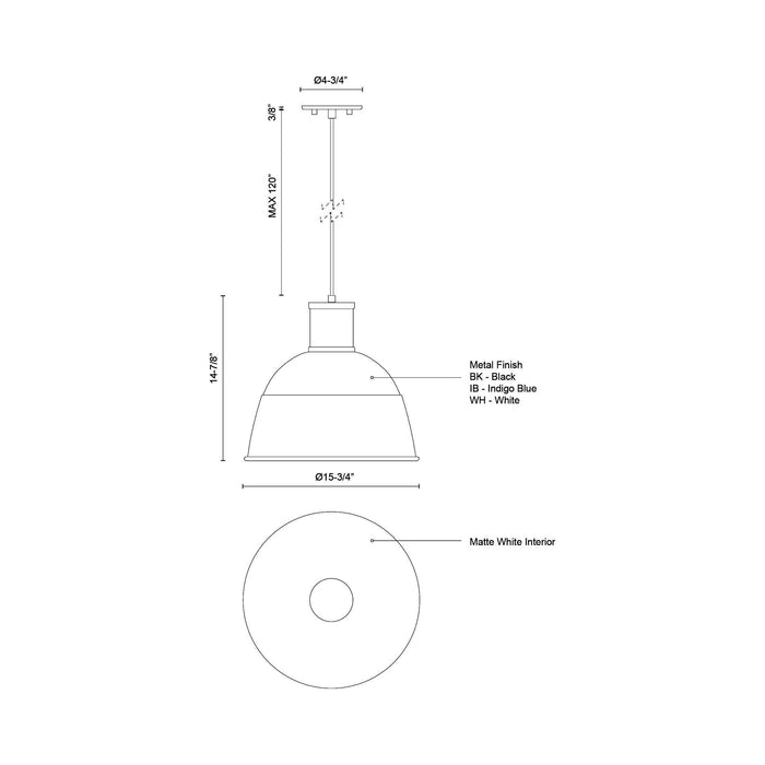 Irving Pendant Light - line drawing.