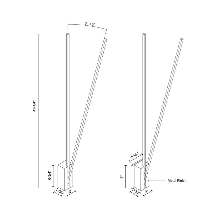 Lever LED Wall Light - line drawing.