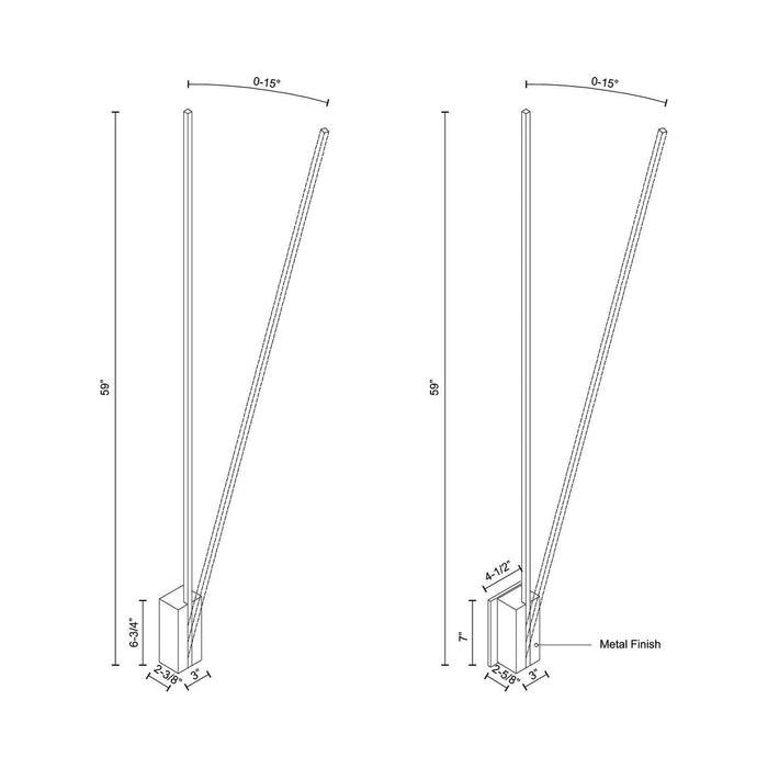 Lever LED Wall Light - line drawing.