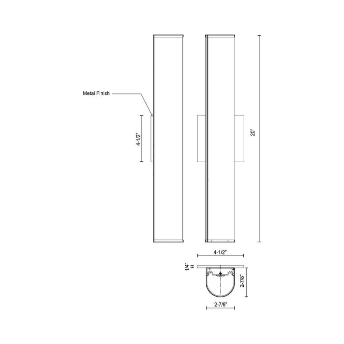 Longitude LED Vanity Wall Light - line drawing.