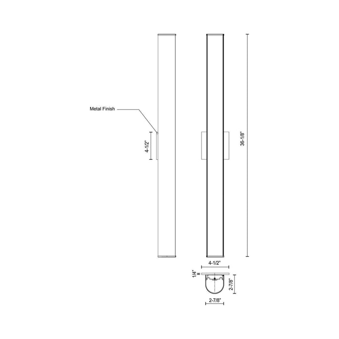 Longitude LED Vanity Wall Light - line drawing.