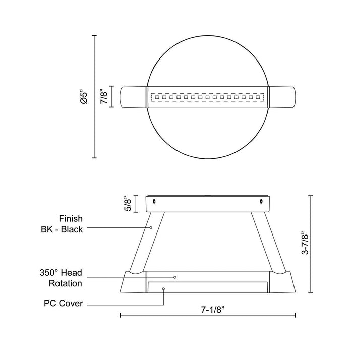 Maro Outdoor LED Wall Light - line drawing.