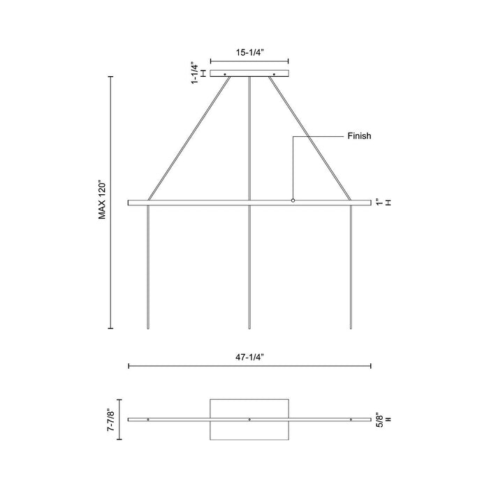 Marquee Linear Pendant Light Canopy - line drawing.