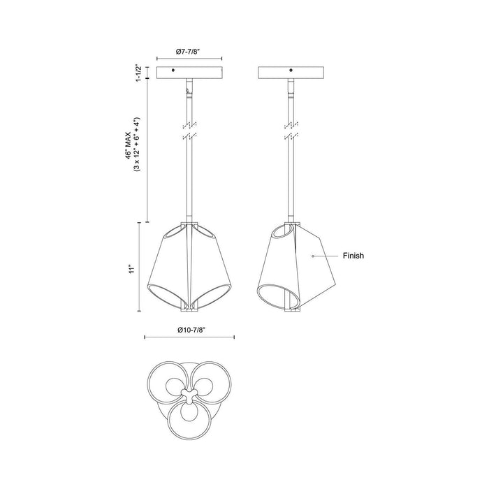 Mulberry LED Pendant Light - line drawing.