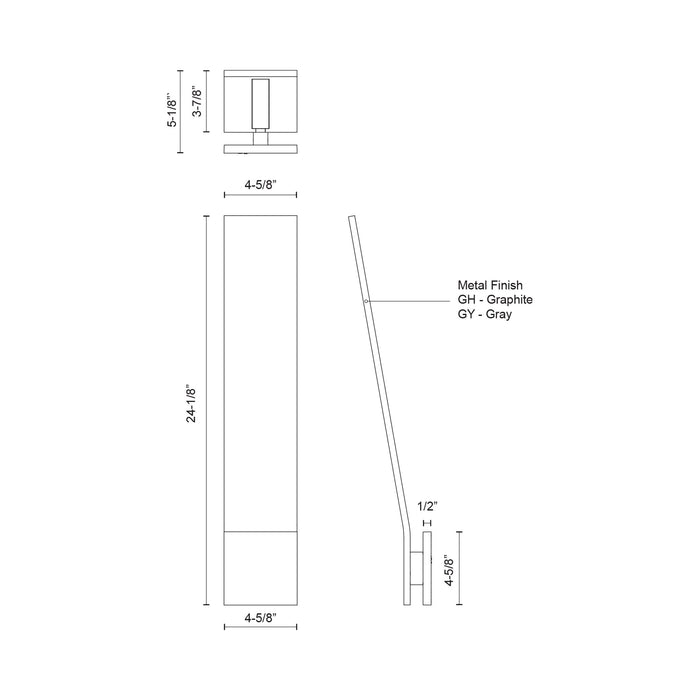 Nevis Outdoor LED Wall Light - line drawing.