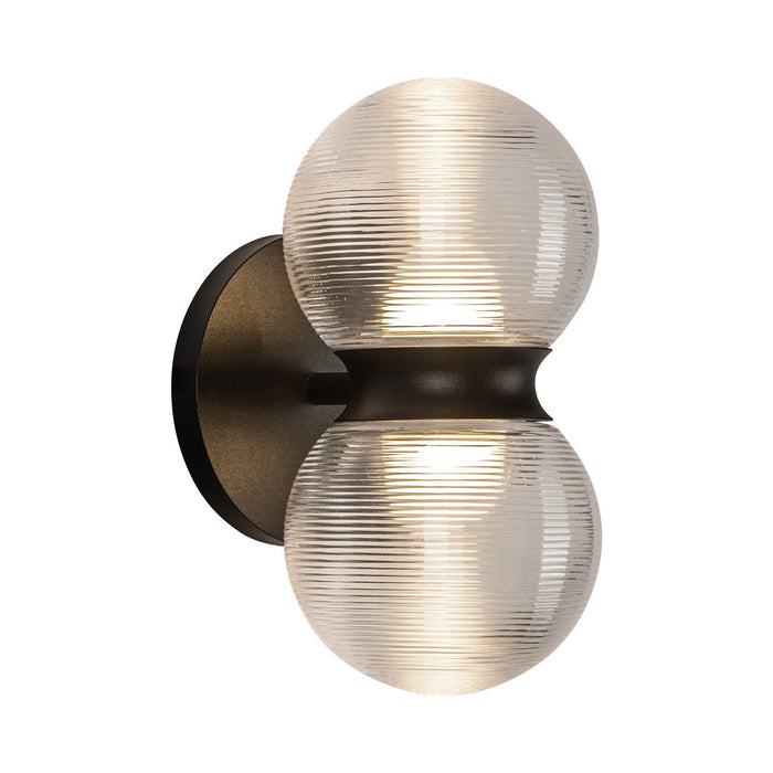 Peri Outdoor LED Wall Light in Clear Ribbed Glass.