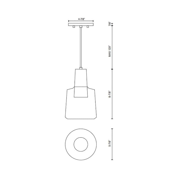 Samson LED Pendant Light - line drawing.