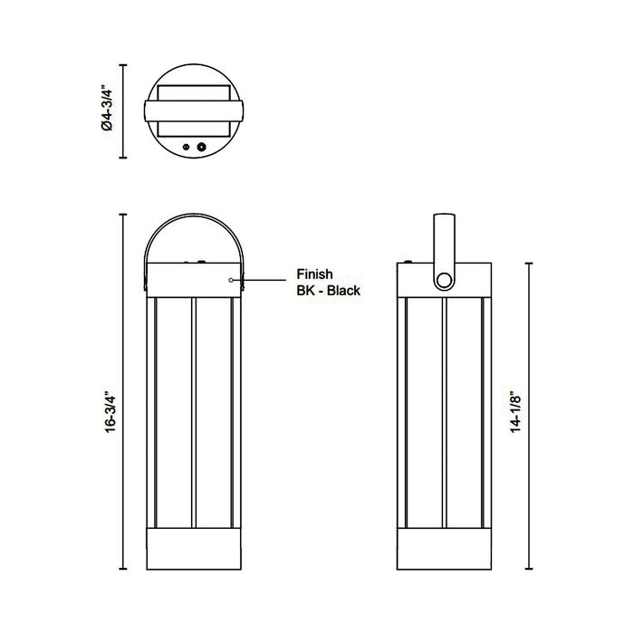 Suara Outdoor LED Table Lamp - line drawing.