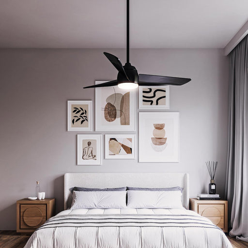 Thalia LED Ceiling Fan in bedroom.