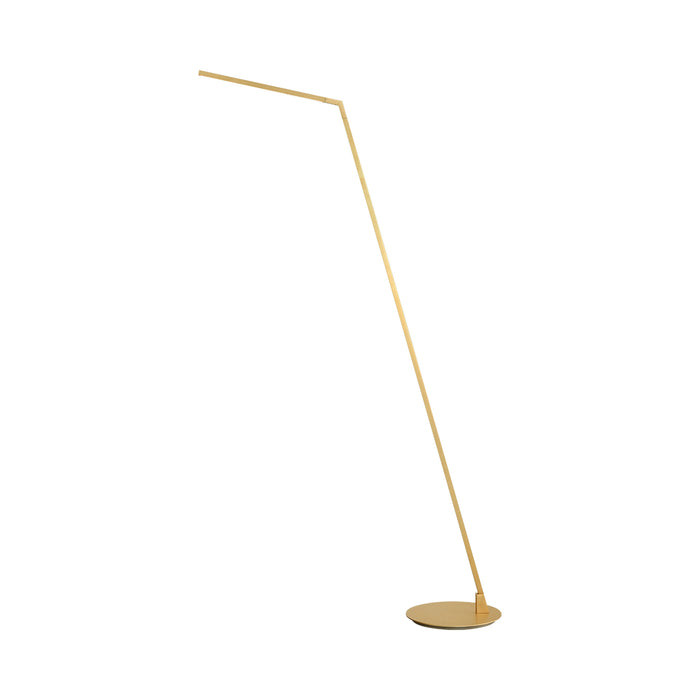 Miter LED Floor Lamp in Brushed Gold.