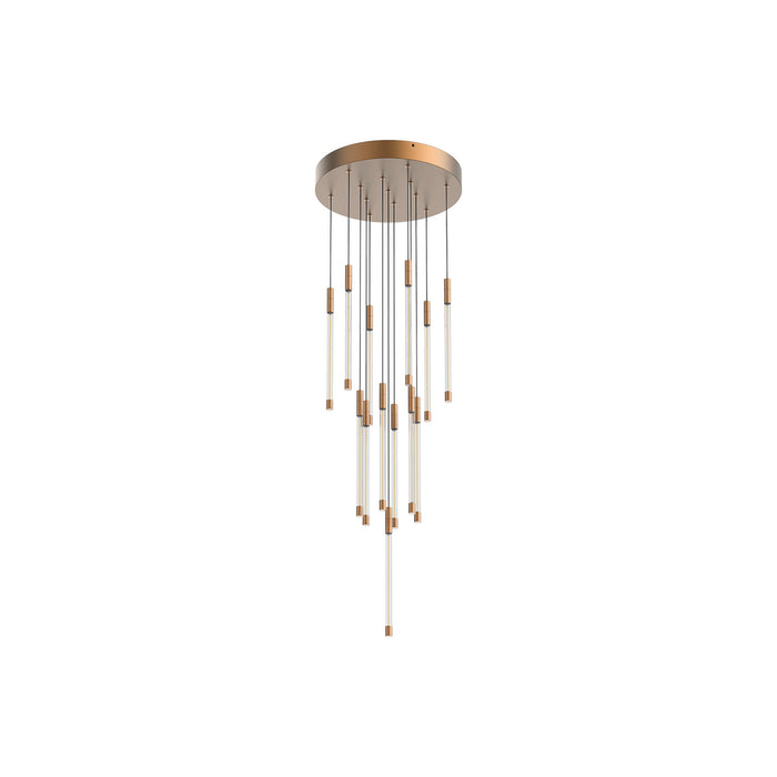 Motif Round LED Pendant Light in Brushed Gold (Small).