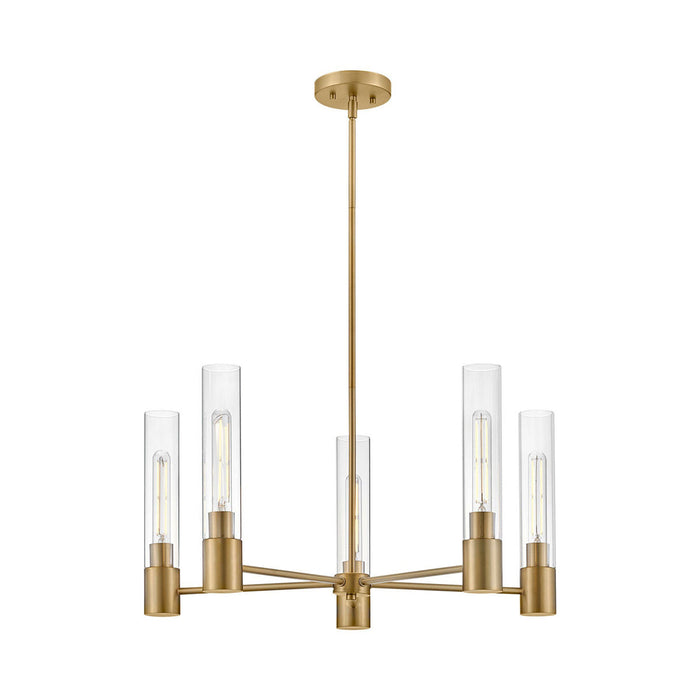 Shea Chandelier in Lacquered Brass.