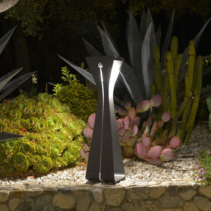Bloom Outdoor Solar LED Floor Lamp in Outside Area.