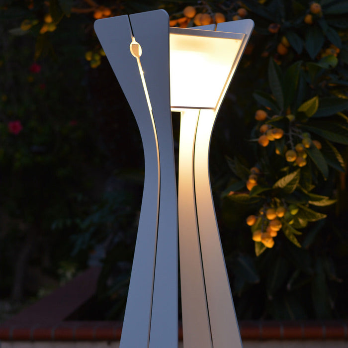 Bloom Outdoor Solar LED Floor Lamp in Outside Area.