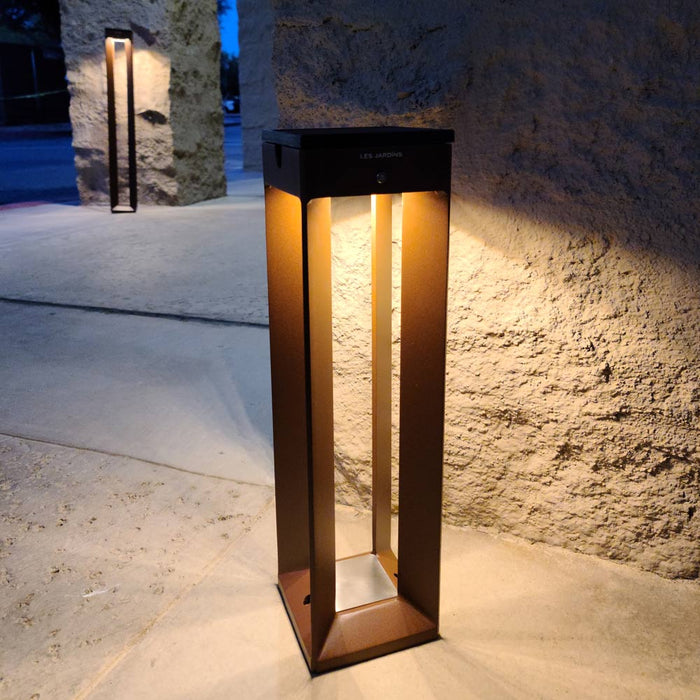 Faro Outdoor Solar LED Floor Lamp in Outside Area.