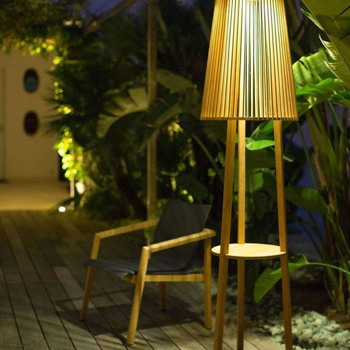 Palma Outdoor Solar LED Floor Lamp in Outside Area.
