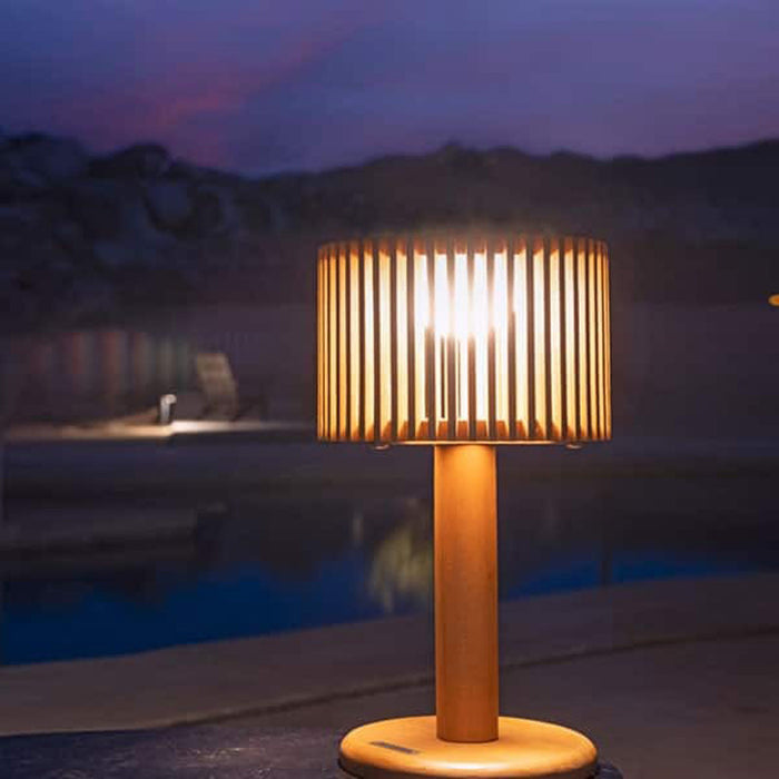 Pixy Outdoor Solar LED Table Lamp in Outside Area.