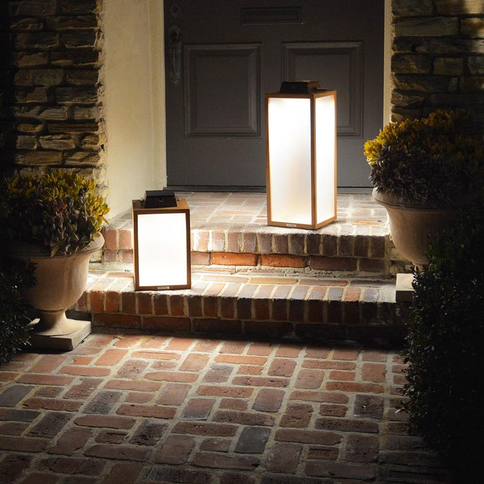 Tradition Outdoor Solar LED Lantern in Outside Area.