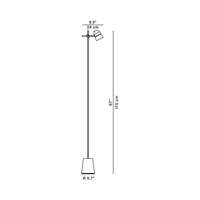 Counterbalance LED Floor Lamp - line drawing.