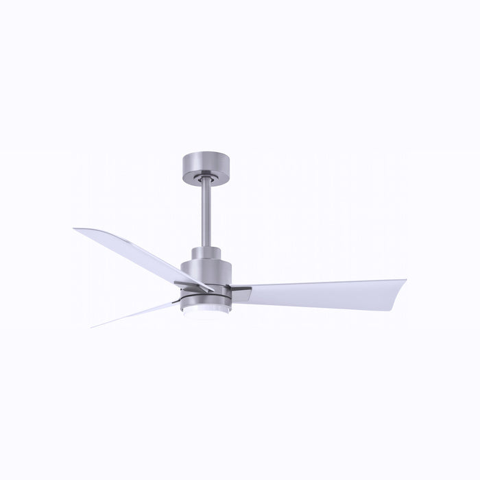 Alessandra Indoor / Outdoor LED Ceiling Fan in Brushed Nickel/Matte White (42-Inch).