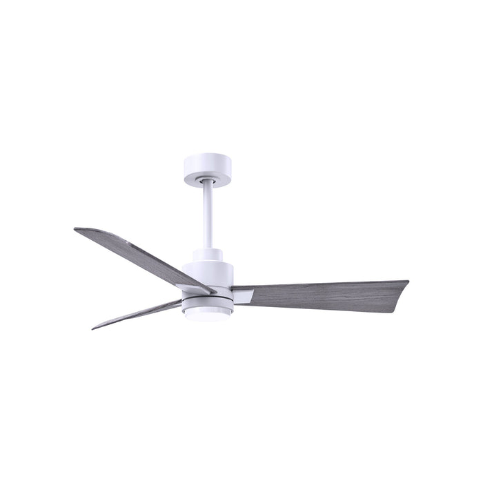 Alessandra Indoor / Outdoor LED Ceiling Fan in Matte White/Barn Wood (42-Inch).