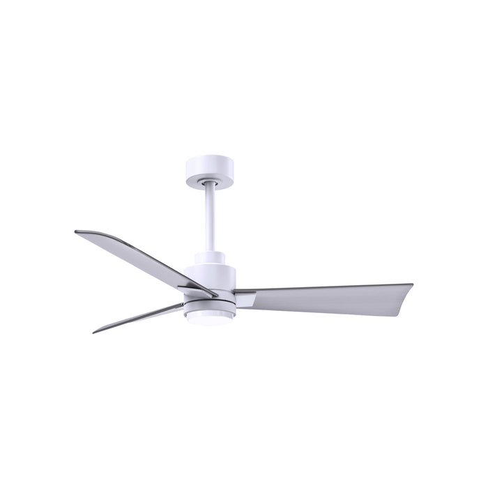 Alessandra Indoor / Outdoor LED Ceiling Fan in Matte White/Brushed Nickel (42-Inch).