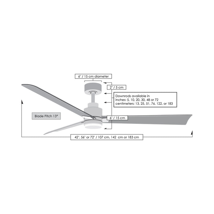 Alessandra Indoor / Outdoor LED Ceiling Fan - line drawing.
