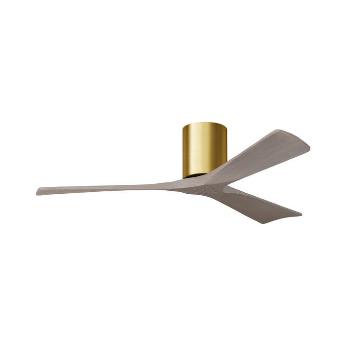 Irene IR3H Indoor / Outdoor Flush Mount Ceiling Fan in Brushed Brass/Gray Ash (52-Inch).