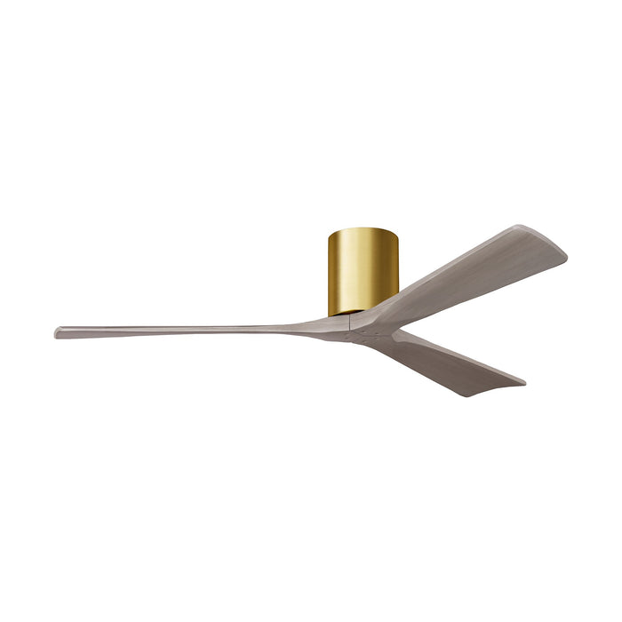 Irene IR3H Indoor / Outdoor Flush Mount Ceiling Fan in Brushed Brass/Gray Ash (60-Inch).