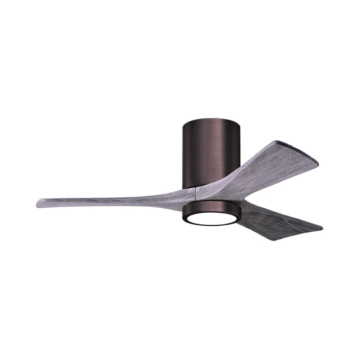 Irene IR3HLK 42-Inch Indoor / Outdoor LED Flush Mount Ceiling Fan in Brushed Bronze/Barnwood Tone.