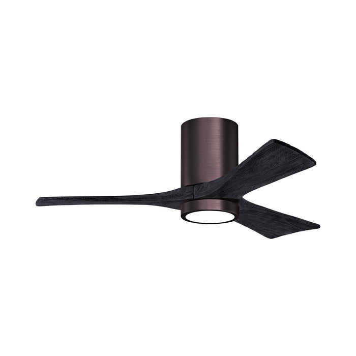 Irene IR3HLK 42-Inch Indoor / Outdoor LED Flush Mount Ceiling Fan in Brushed Bronze/Matte Black.