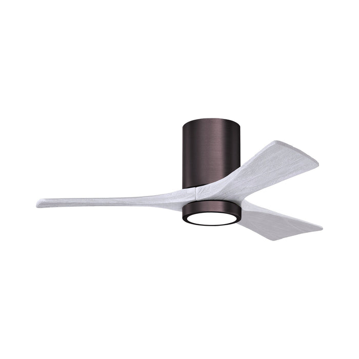 Irene IR3HLK 42-Inch Indoor / Outdoor LED Flush Mount Ceiling Fan in Brushed Bronze/Matte White.