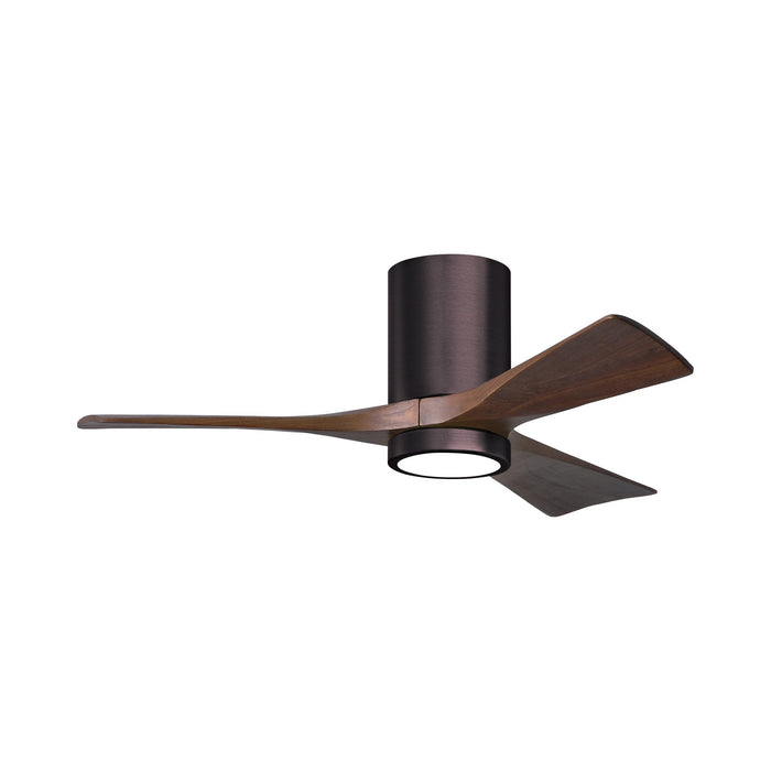 Irene IR3HLK 42-Inch Indoor / Outdoor LED Flush Mount Ceiling Fan in Brushed Bronze/Walnut Tone.