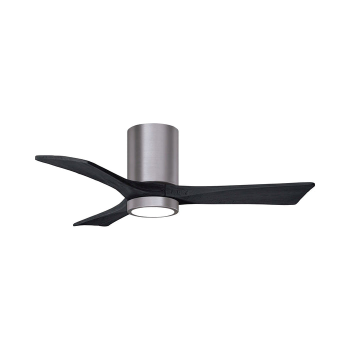 Irene IR3HLK 42-Inch Indoor / Outdoor LED Flush Mount Ceiling Fan in Brushed Pewter/Matte Black.
