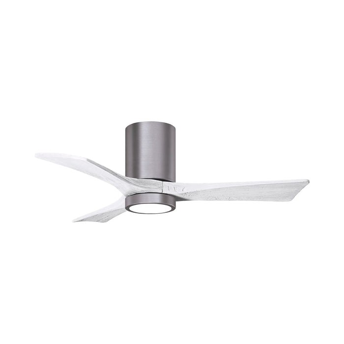 Irene IR3HLK 42-Inch Indoor / Outdoor LED Flush Mount Ceiling Fan in Brushed Pewter/Matte White.